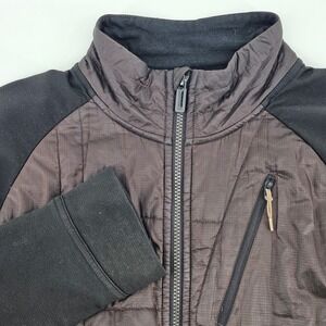 Smartwool Hybrid Jacket Mens Medium Brown Black Quilted Merino Wool Full Zip